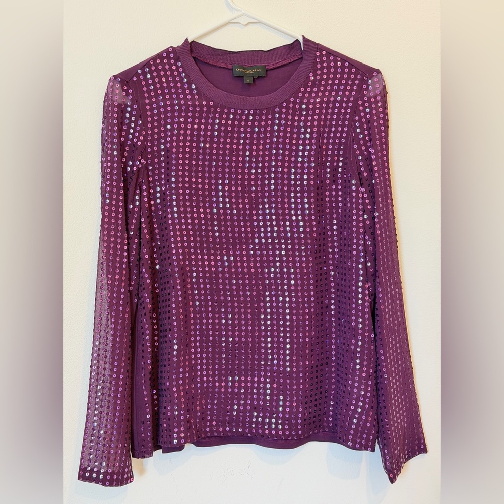 Donna Karan New York Women's Sequin Top purple Medium EXCELLENT condition